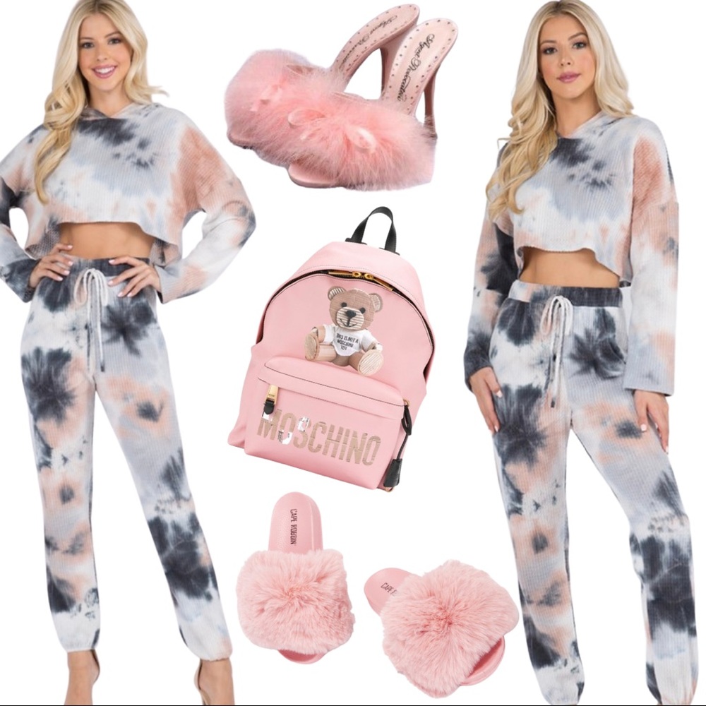 Tie Die Lounge Set: Crop Top & Joggers NEW